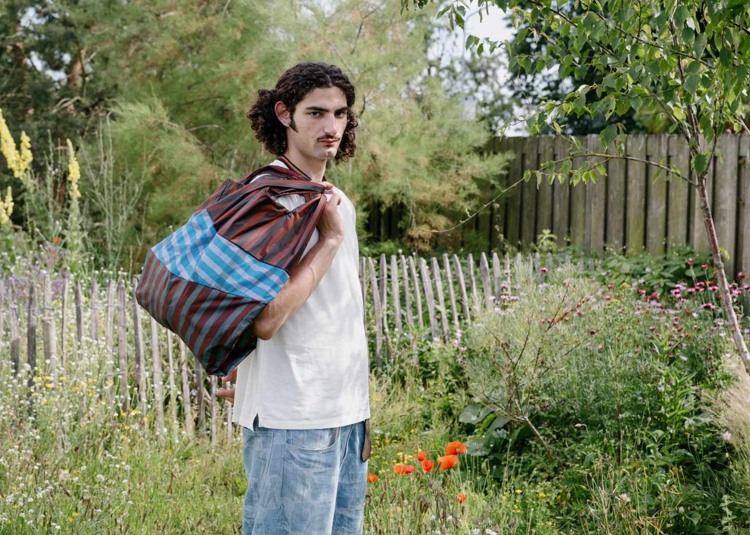 Susan Bijl x Paul Smith - Lilac Mixed-Stripe 'The New Shopping Bag